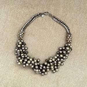 Stella & Dot gray pearls statement necklace